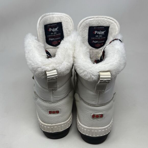 Pajar Canada Dala Winter Boots Womens 9 - 9.5 White Leather Faux Fur Waterproof - Picture 9 of 16